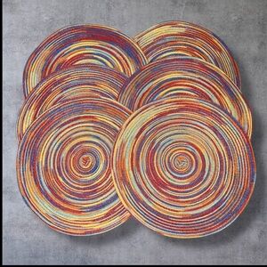 NEW Pier One Imports Round Woven Mesa Napperon Colorful Placemats Set OF 6